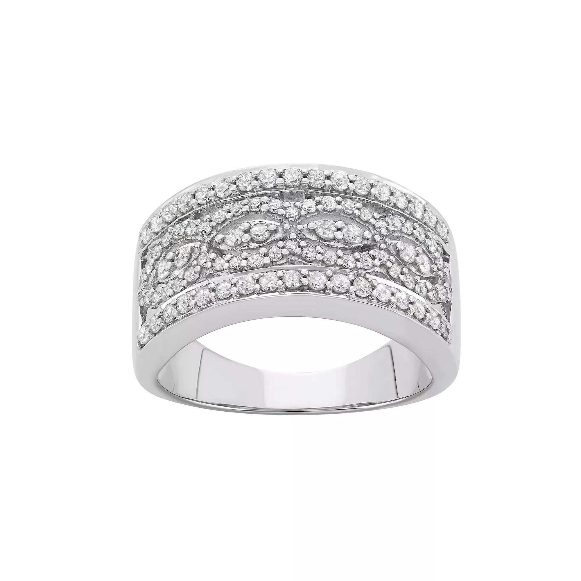10k White Gold 7/8 Carat T.W. Diamond Band Ring, Women's Product Image