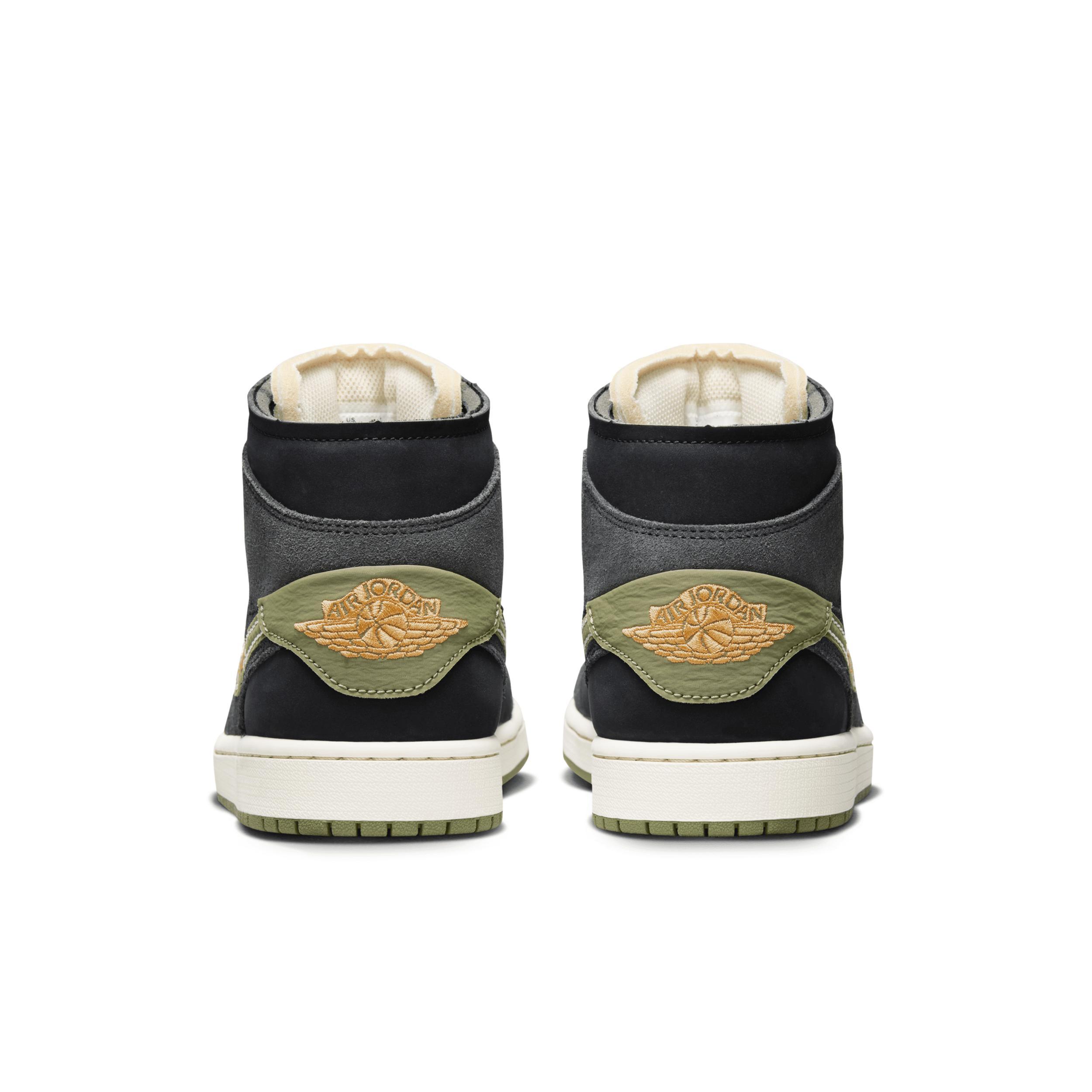 Jordan Mens AJ 1 Mid SE - Basketball Shoes Grey/Black/Green Product Image