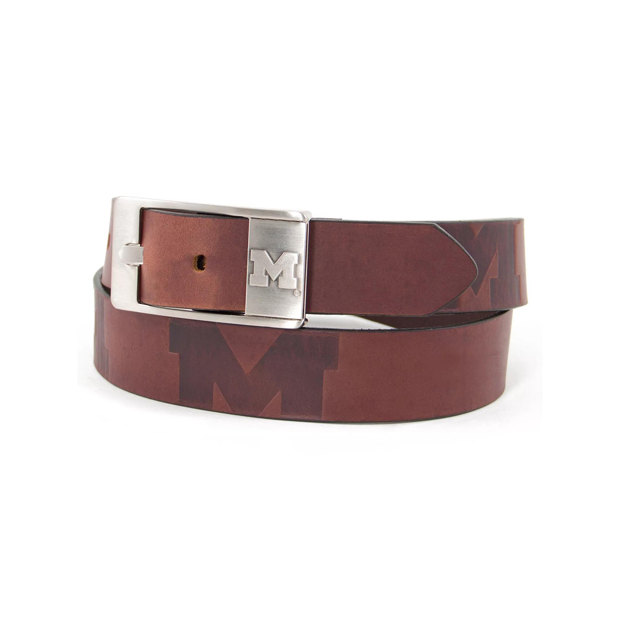 Men's Michigan Wolverines Brandish Leather Belt, Size: 38, Team Product Image