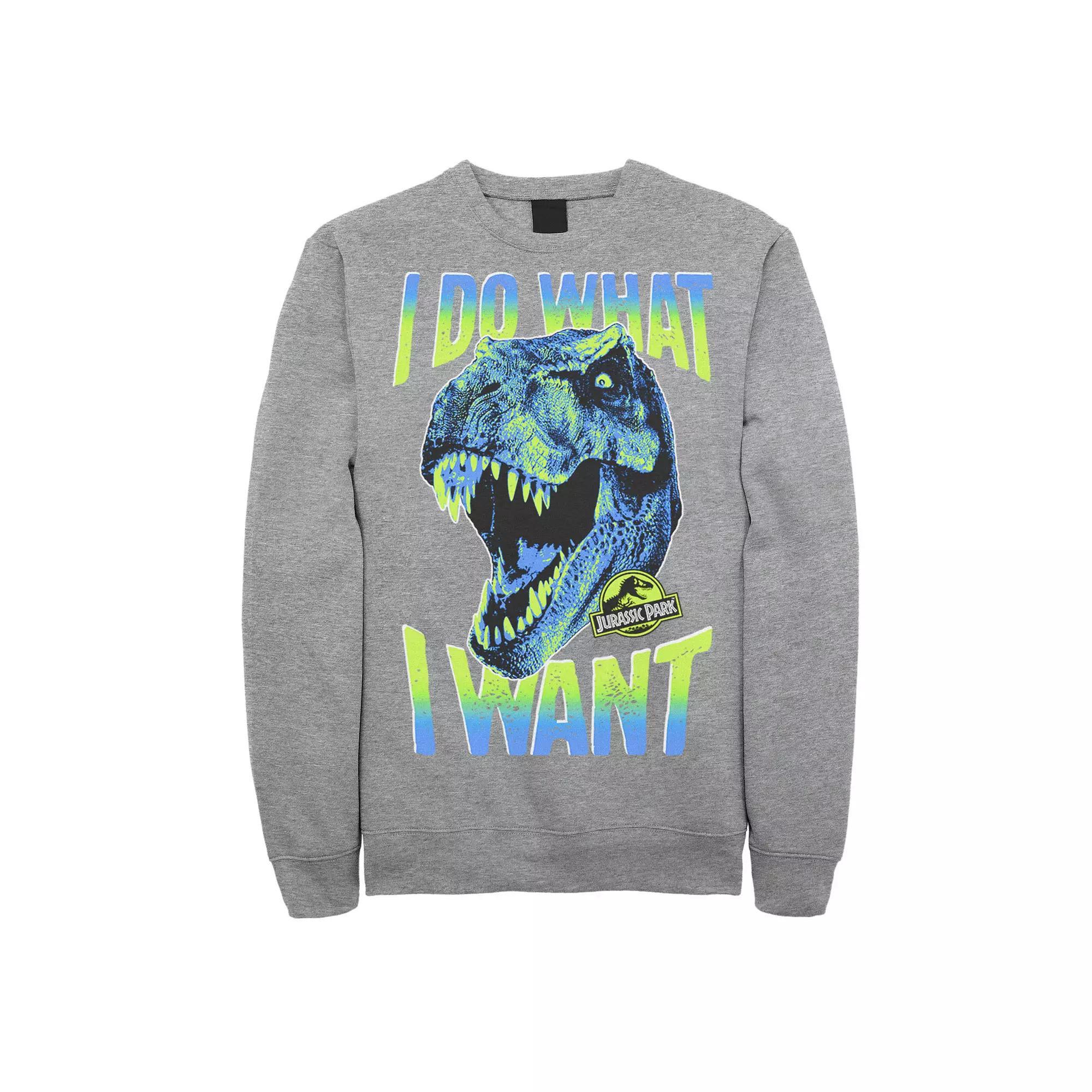 Men's Jurassic Park T-Rex I Do What I Want Pullover Sweatshirt, Size: Large, Grey Heather Product Image