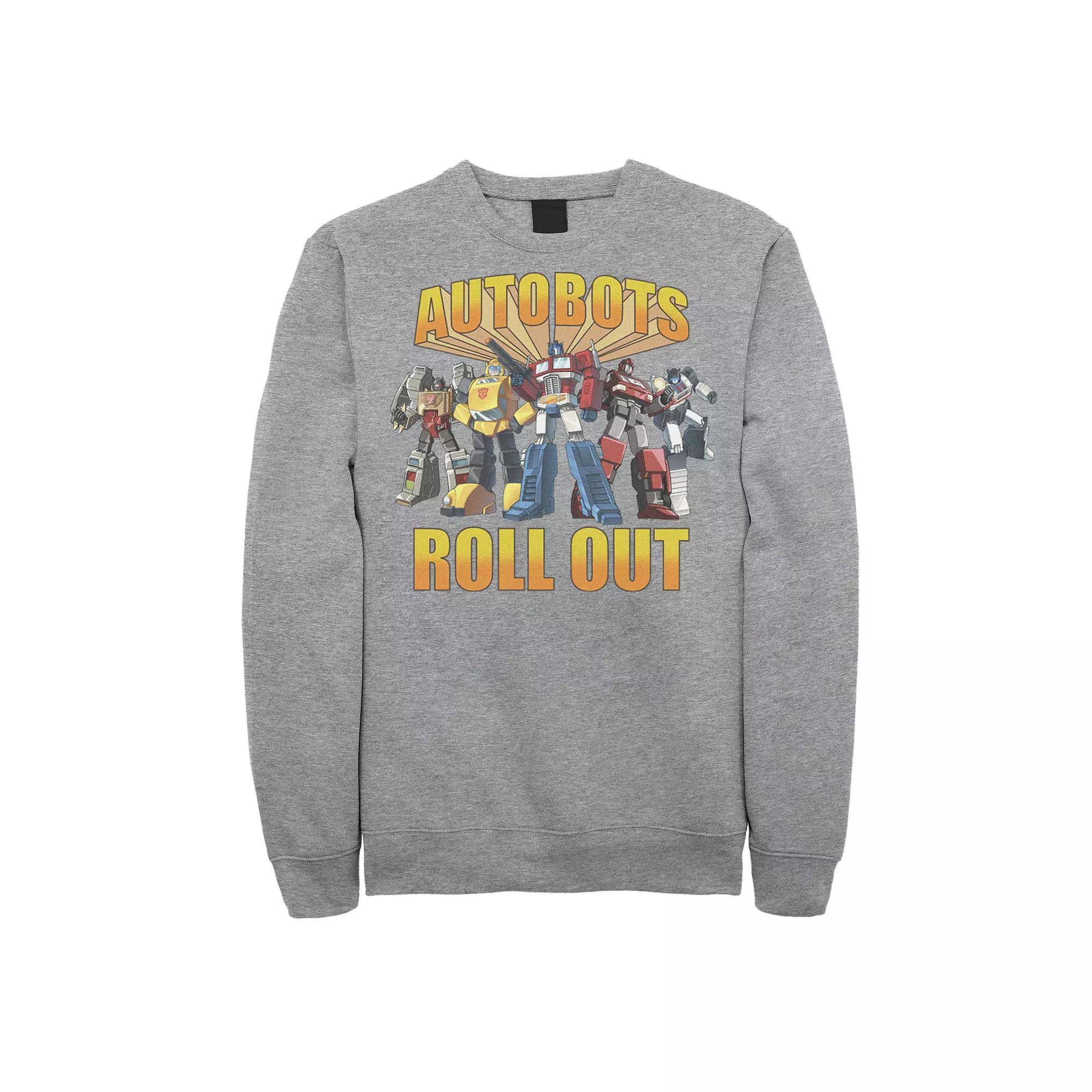 Men's Transformers Group Shot Autobots Roll Out Sweatshirt, Size: Medium, Athletic Grey Product Image