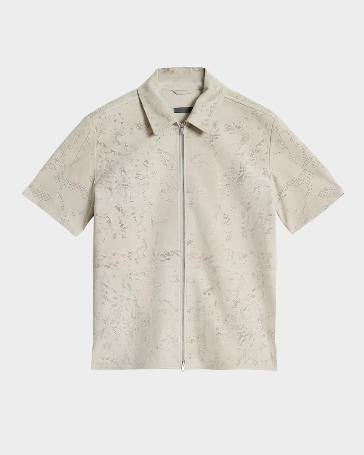 Mens Wade Perforated Suede Zip-Up Shirt Product Image