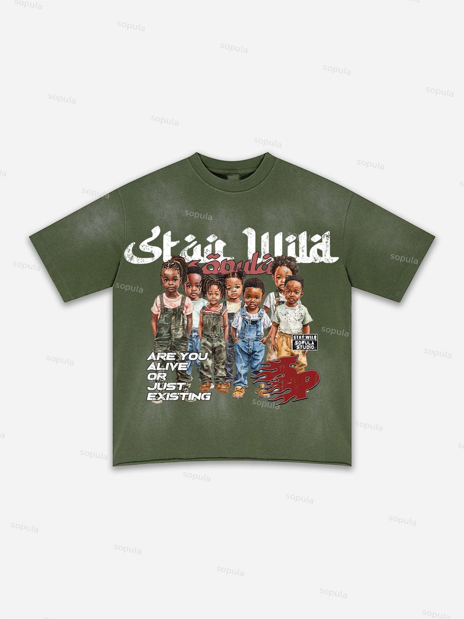 Lips Graphic Print Washed T-shirt Product Image