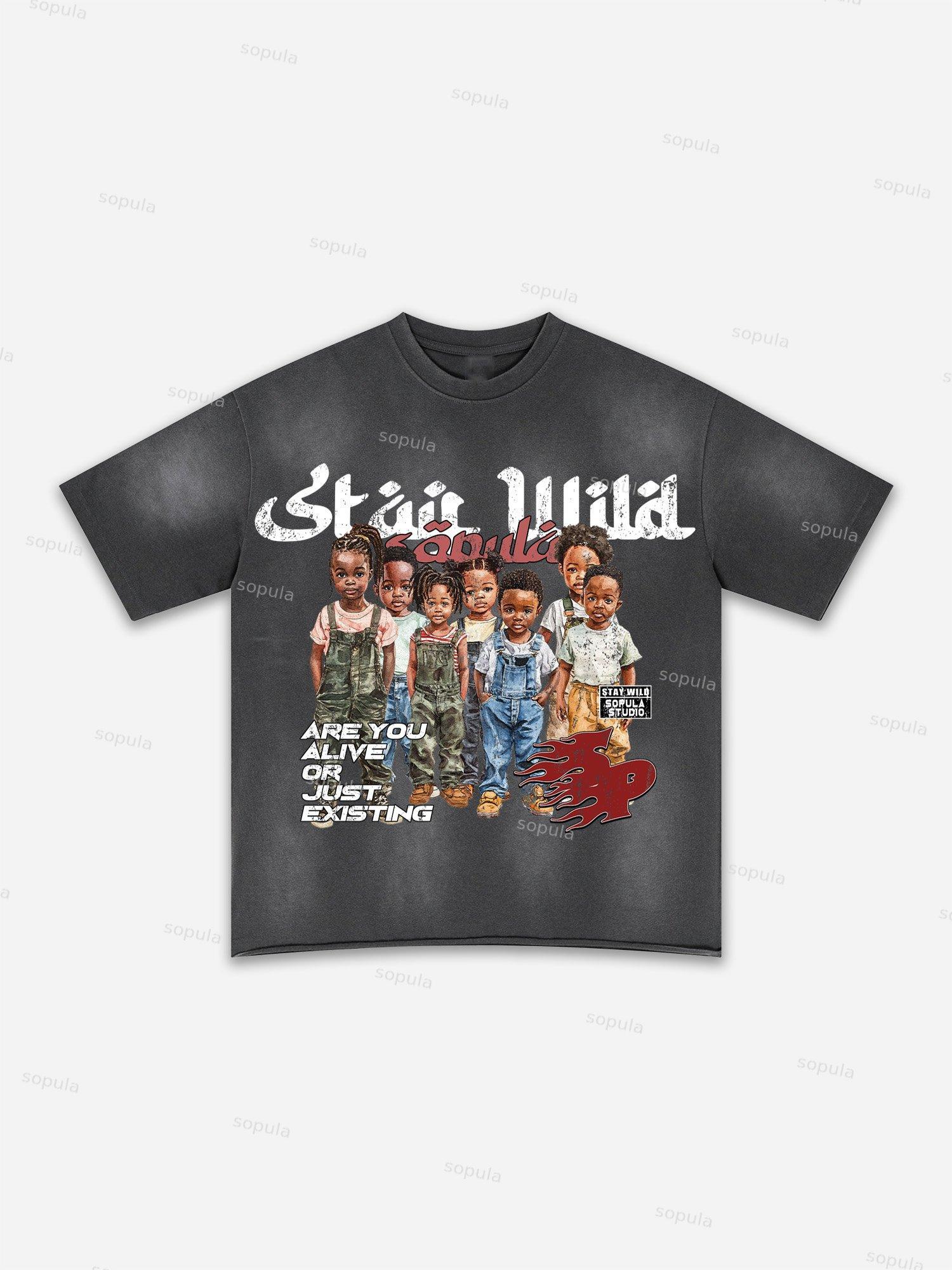 Lips Graphic Print Washed T-shirt Product Image