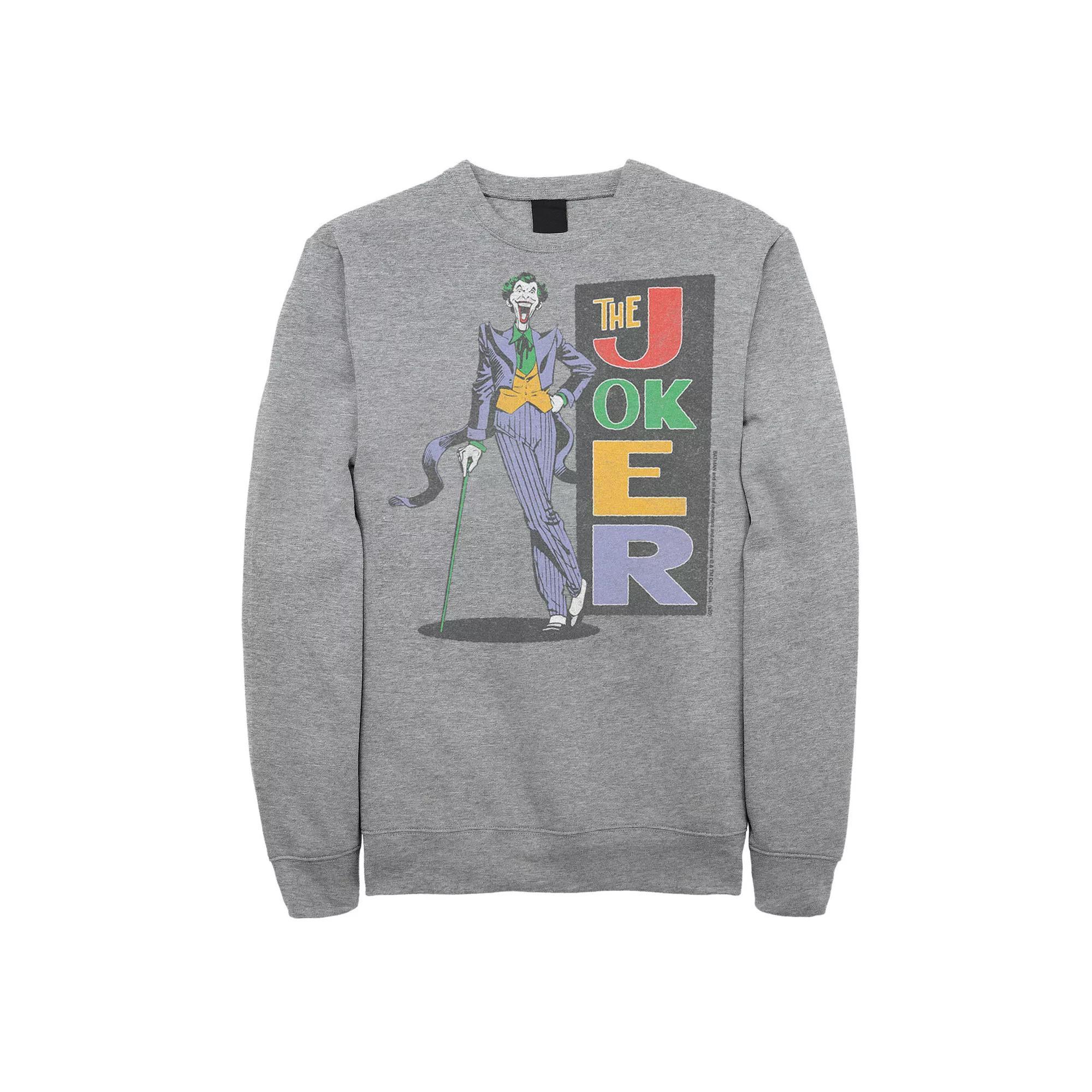 Men's DC Comics Batman The Joker Poster Sweatshirt, Size: Large, Athletic Grey Product Image
