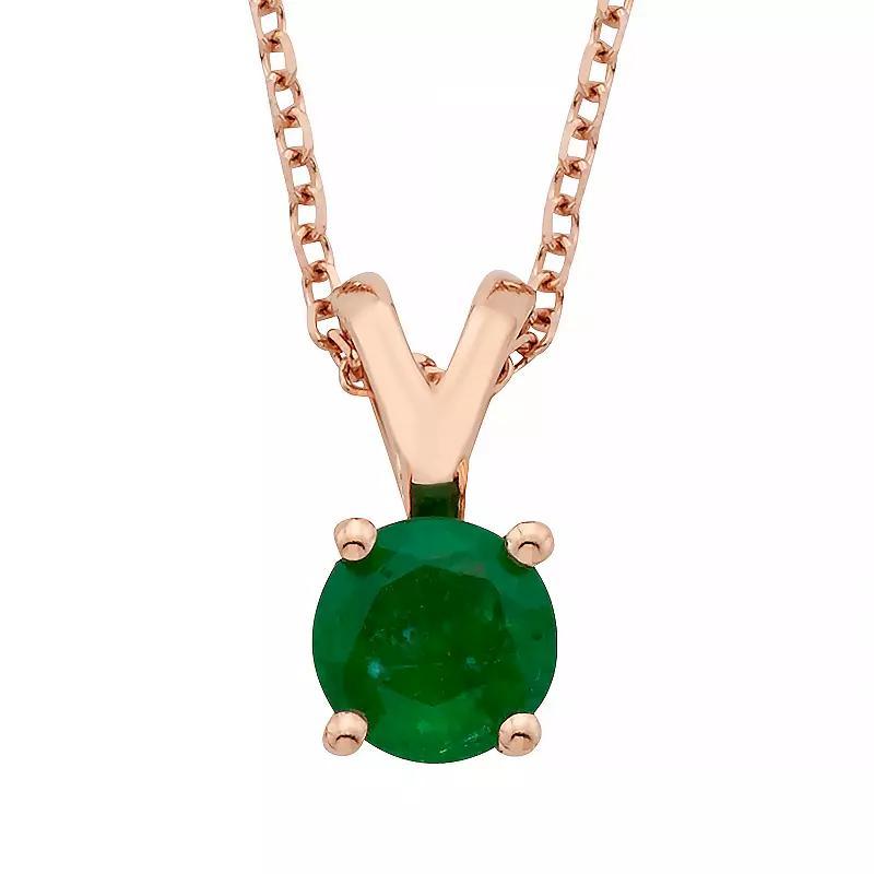 The Regal Collection 14k Rose Gold Emerald Pendant Necklace, Womens Pink Product Image