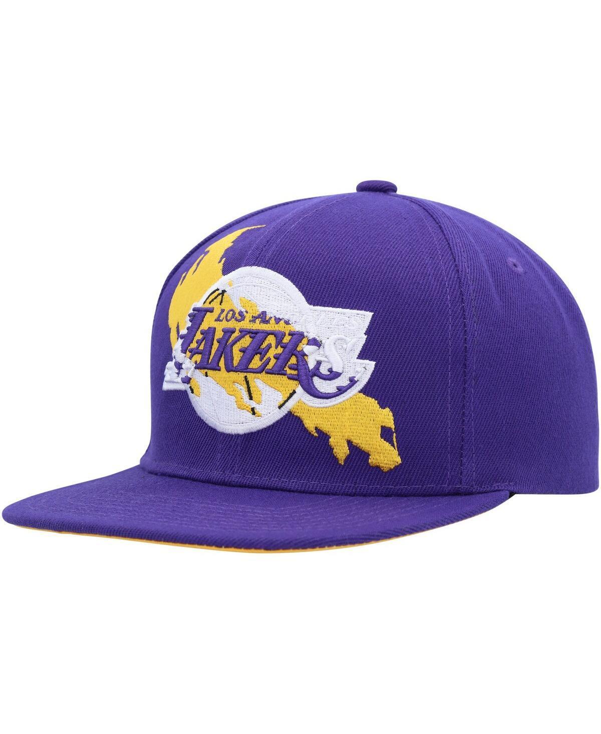 Men's Mitchell & Ness Purple Los Angeles Lakers Paint By Numbers Snapback Hat Product Image