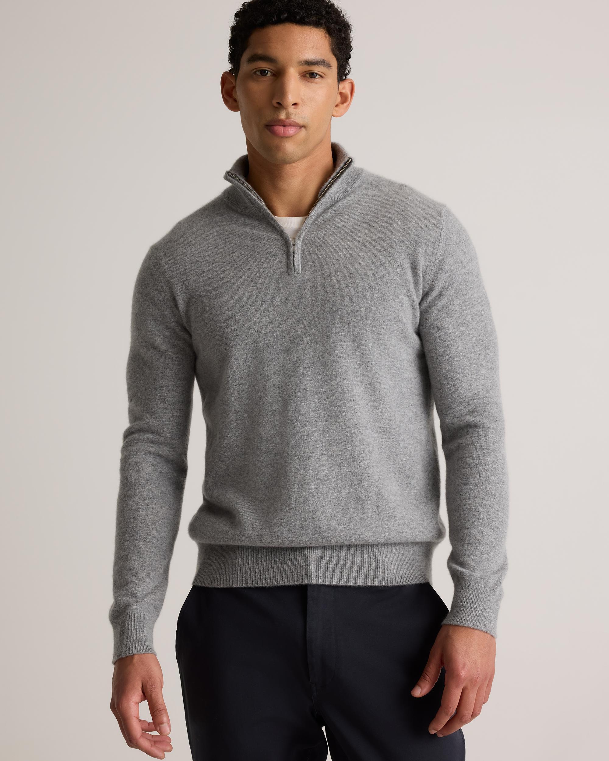 Quince | Men's Mongolian Cashmere Quarter Zip Sweater Product Image