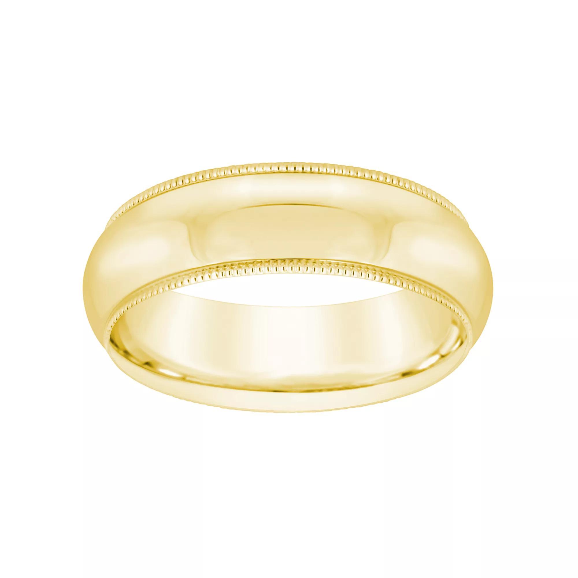 Alyson Layne Mens 18k Gold Milgrain Comfort Fit Wedding Band Product Image