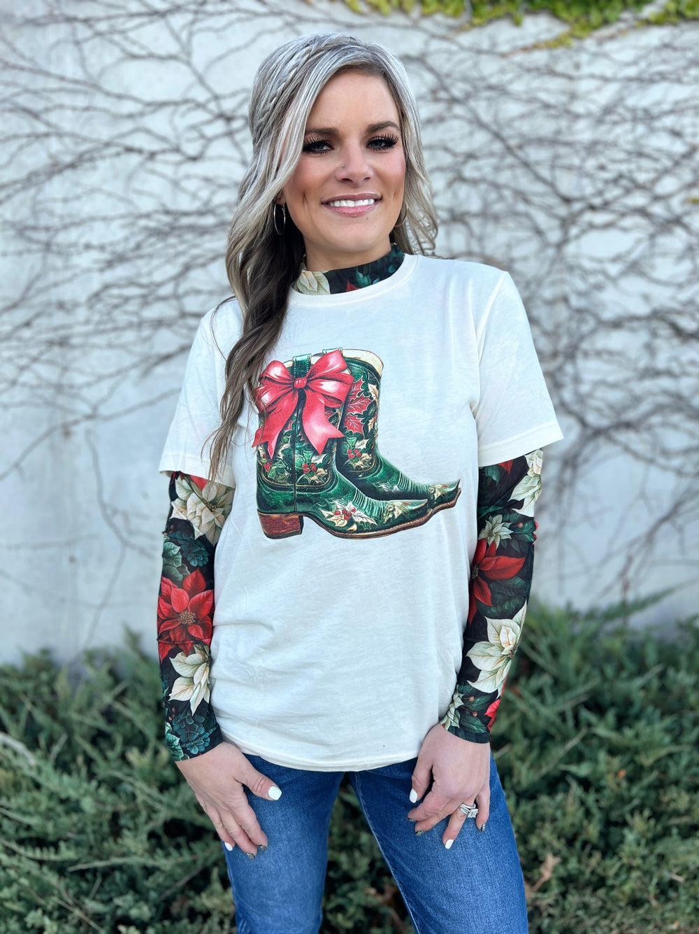 *LIMITED EDITION* Sterling Kreek Meet Me Under The Poinsettia Mesh Top* Product Image