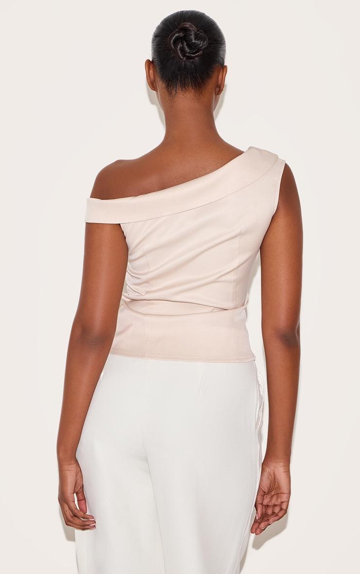  Ecru Asymmetric Fold Over Detail Top Product Image