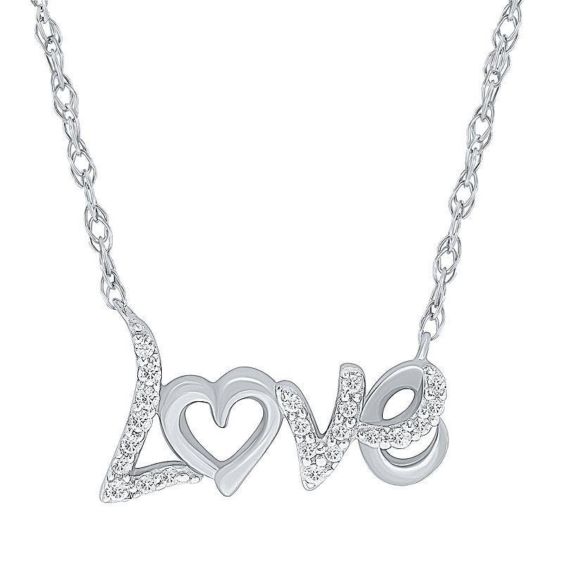 Sterling Silver 1/10 Carat T.W. Diamond "Love" Pendant Necklace, Women's, Size: 18" Product Image