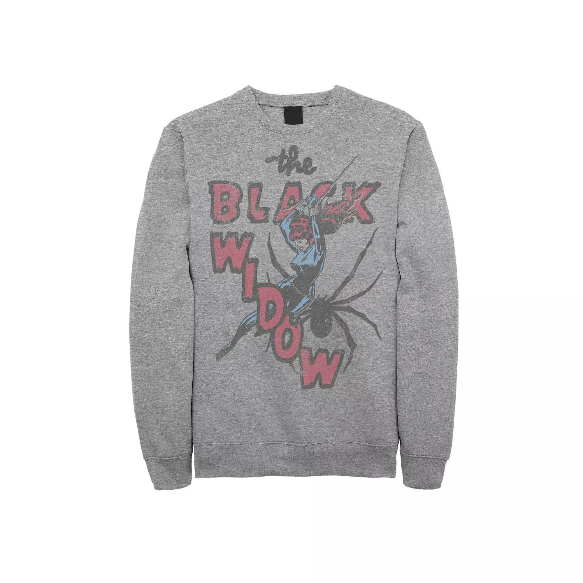 Men's Marvel Thrifted Black Widow Sweatshirt, Size: XL, Athletic Grey Product Image