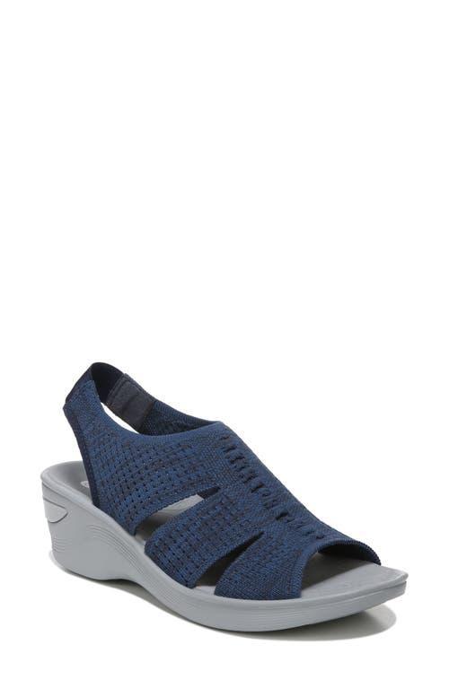 Bzees Double Up Womens Slingback Wedge Sandals Blue Product Image