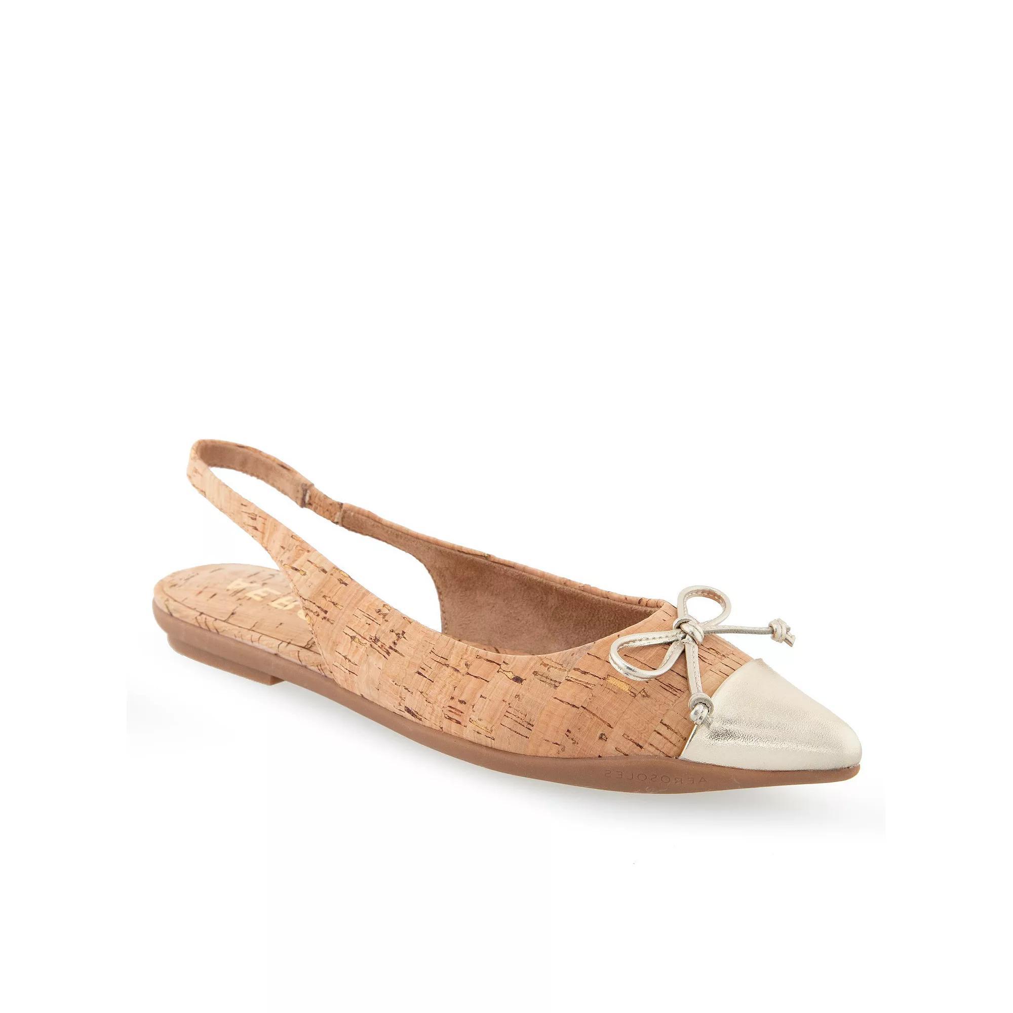 Aerosoles Donna Women's Slingback Leather Ballet Flats, Size: 10, Doe Leather Product Image