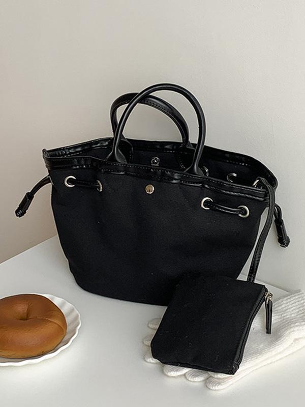 Drawstring Split-Joint Handbags Tote Bags Product Image