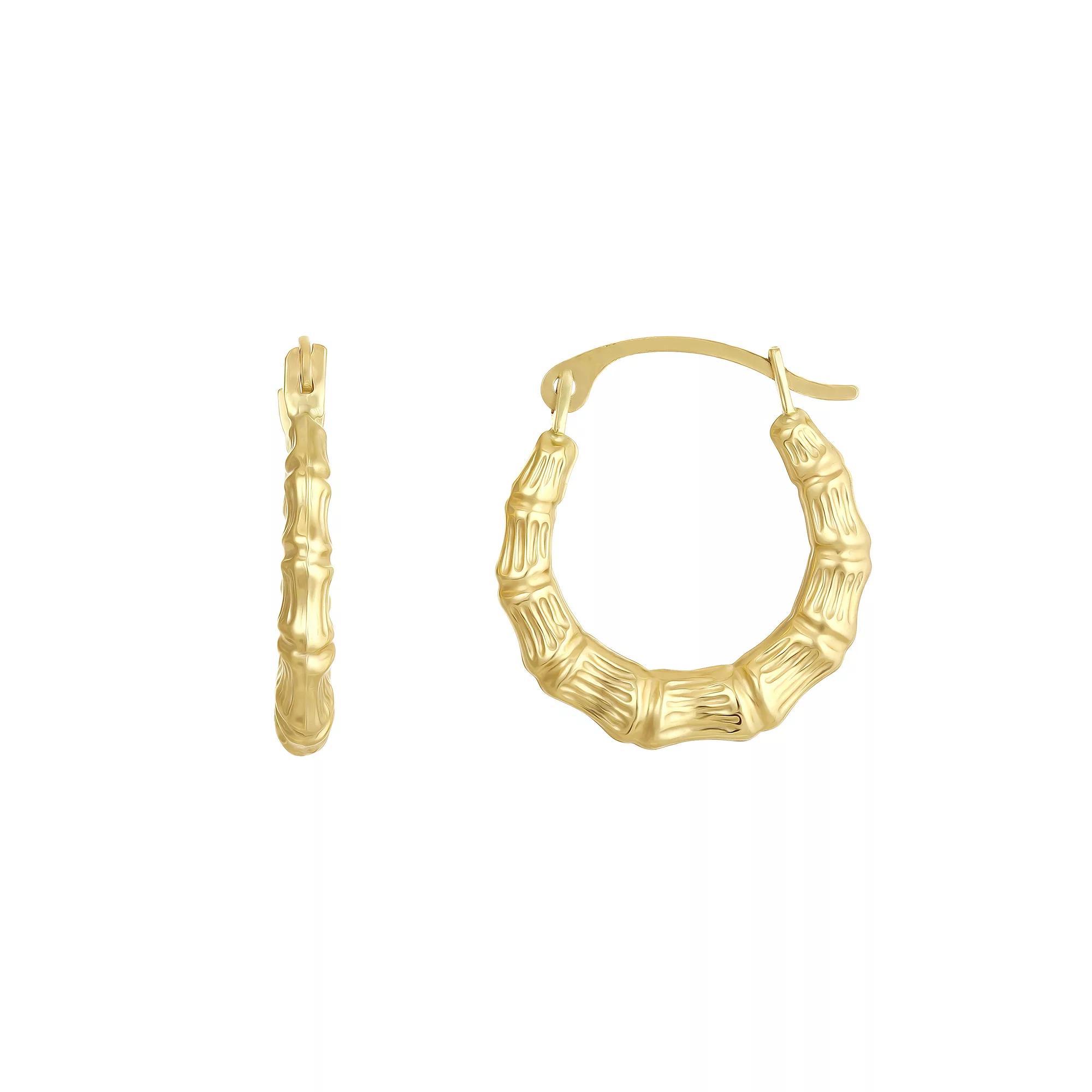 Taylor Grace 10k Gold Bamboo Texture Mini Hoop Earrings, Women's Product Image