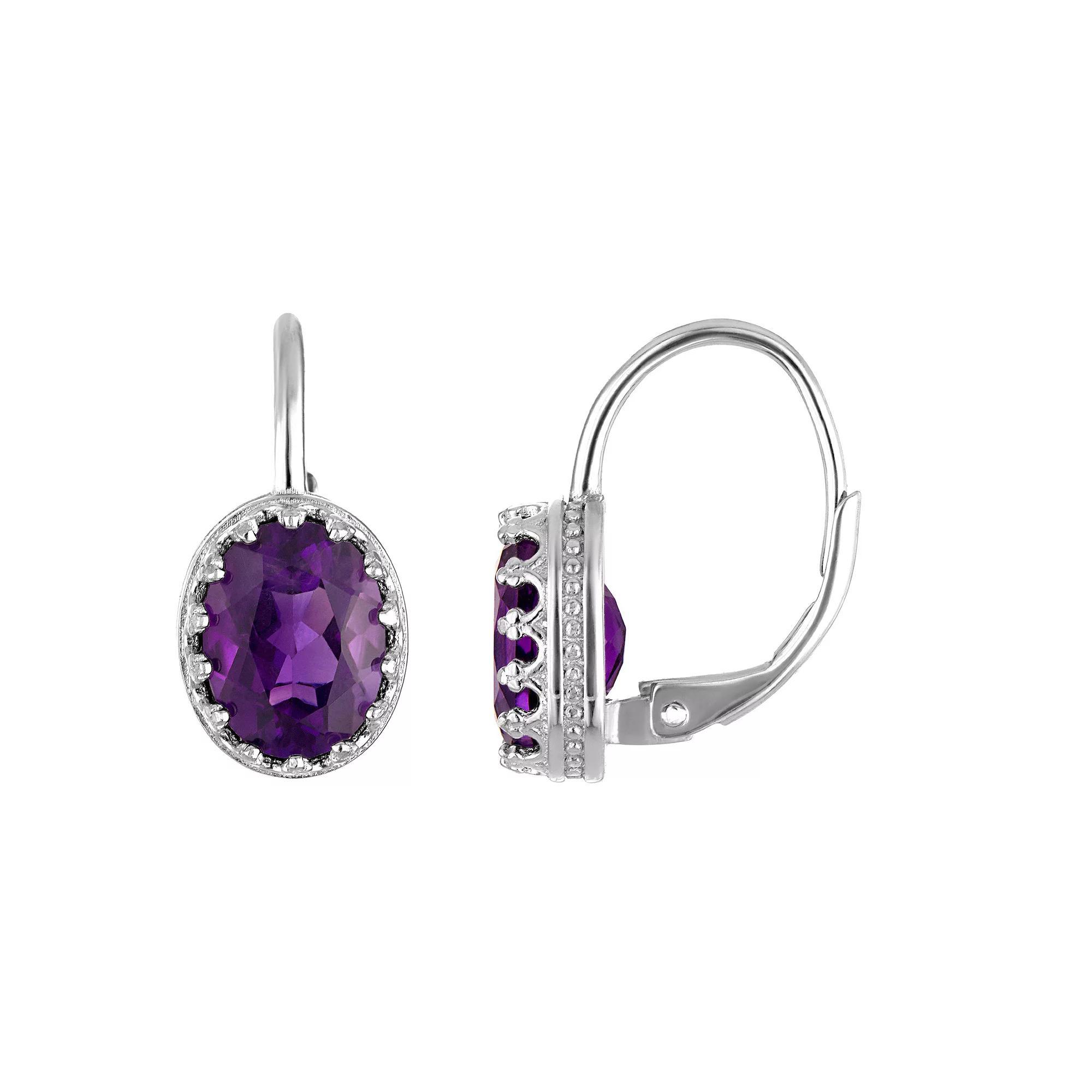Designs by Gioelli Sterling Silver Gemstone Leverback Earrings, Women's, Cr White Blue Product Image