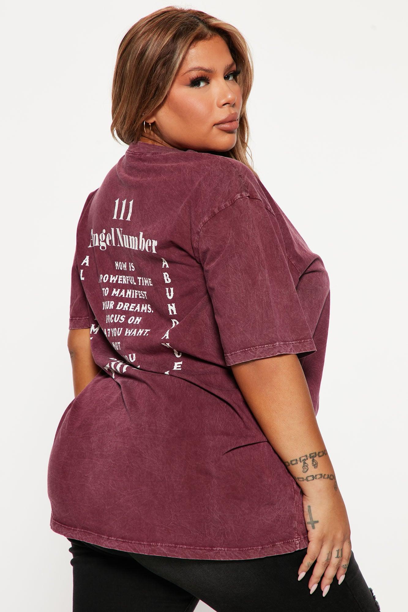 111 Angel Number Tunic Top - Burgundy Product Image
