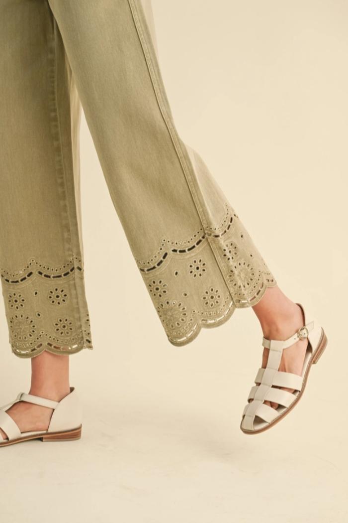 Embroidery Bottom Pants Product Image