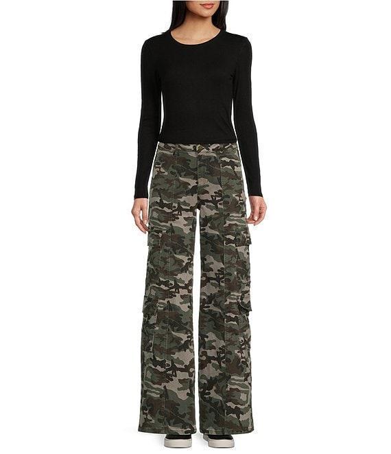 Prosperity Denim Camouflage Printed High Rise Straight Leg Jeans Product Image