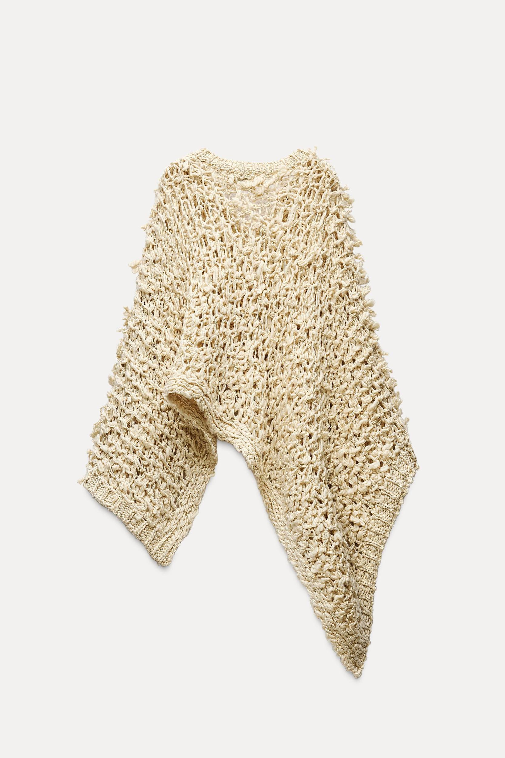 OPENWORK KNIT PONCHO SWEATER Product Image