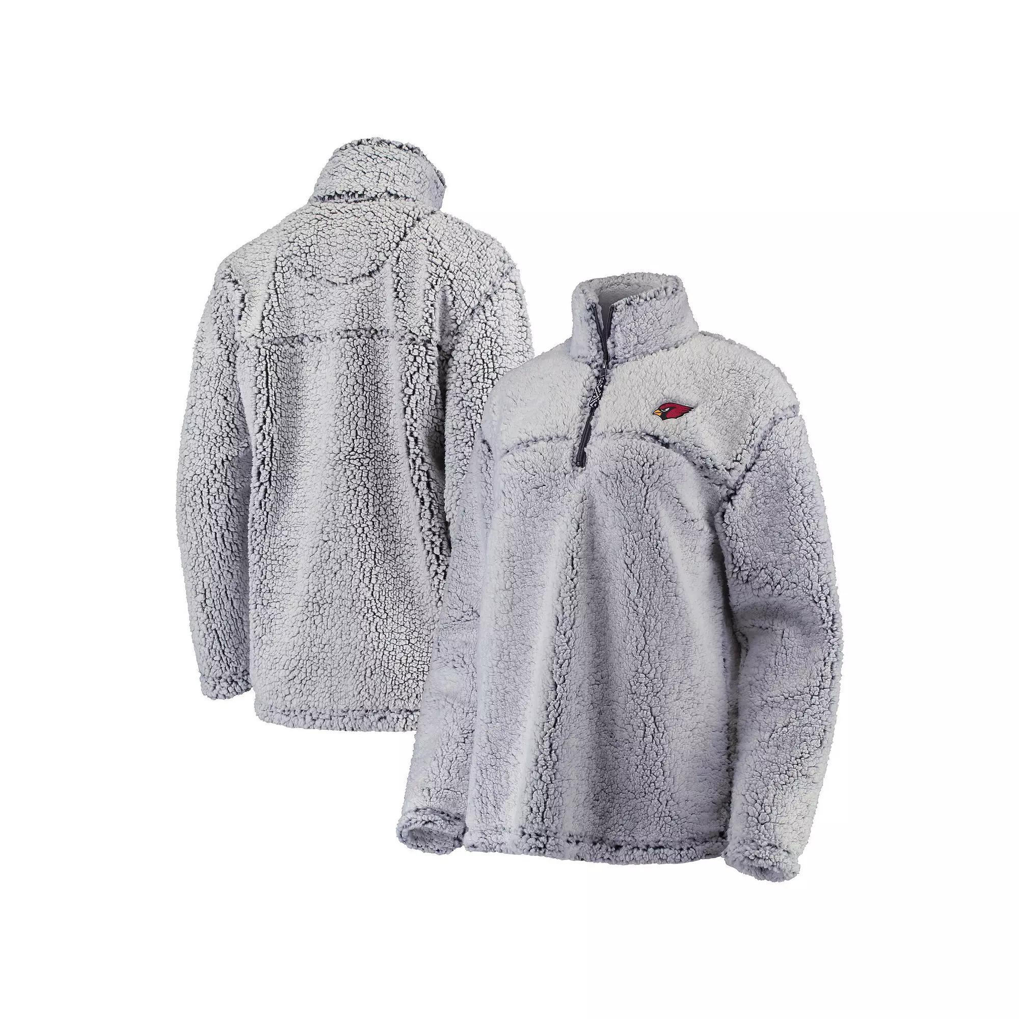 Women's G-III 4Her by Carl Banks Gray Arizona Cardinals Sherpa Quarter-Zip Pullover Jacket, Size: Small, Grey Product Image