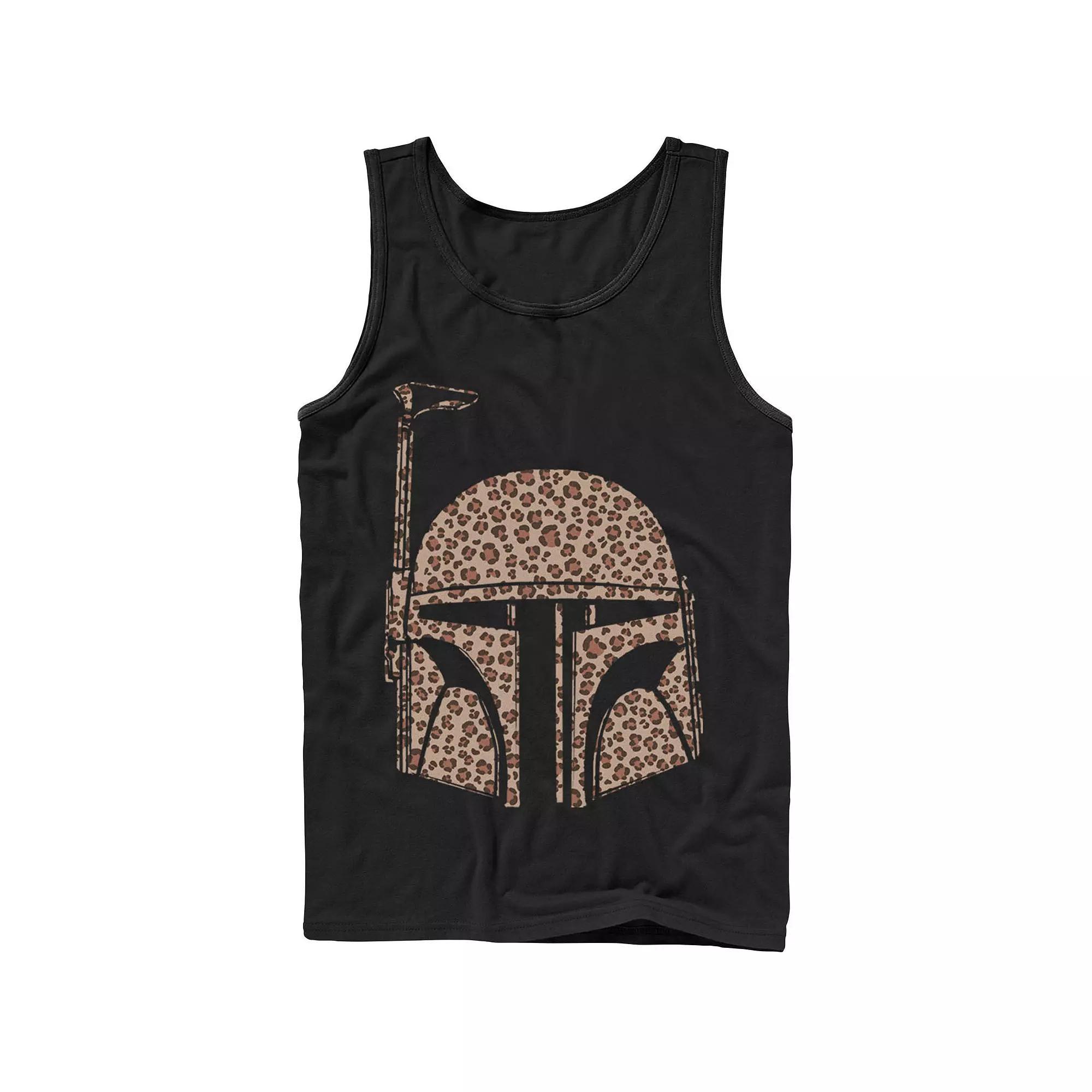 Men's Star Wars Boba Fett Helmet Cheetah Print Fill Tank Top, Size: XL, Black Product Image