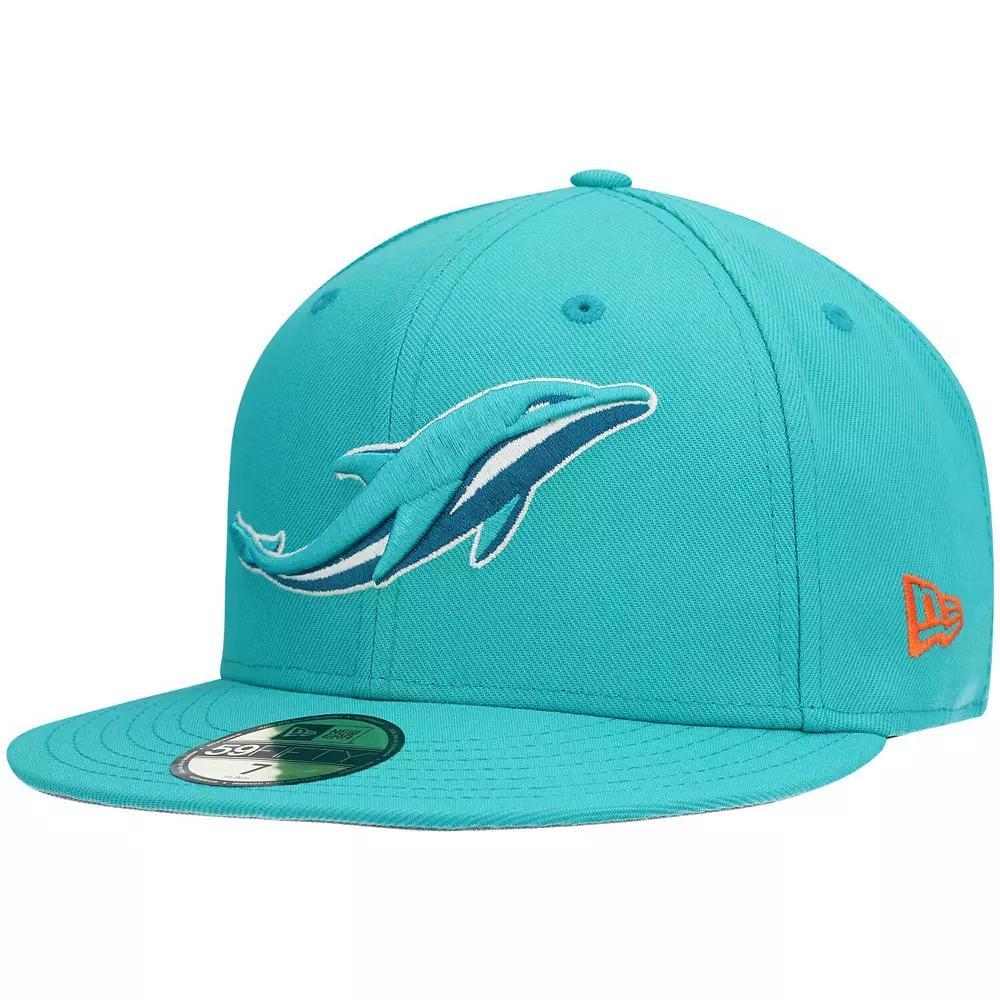 Men's New Era Aqua Miami Dolphins Omaha 59FIFTY Fitted Hat, Size: 7 7/8, Turquoise A Product Image