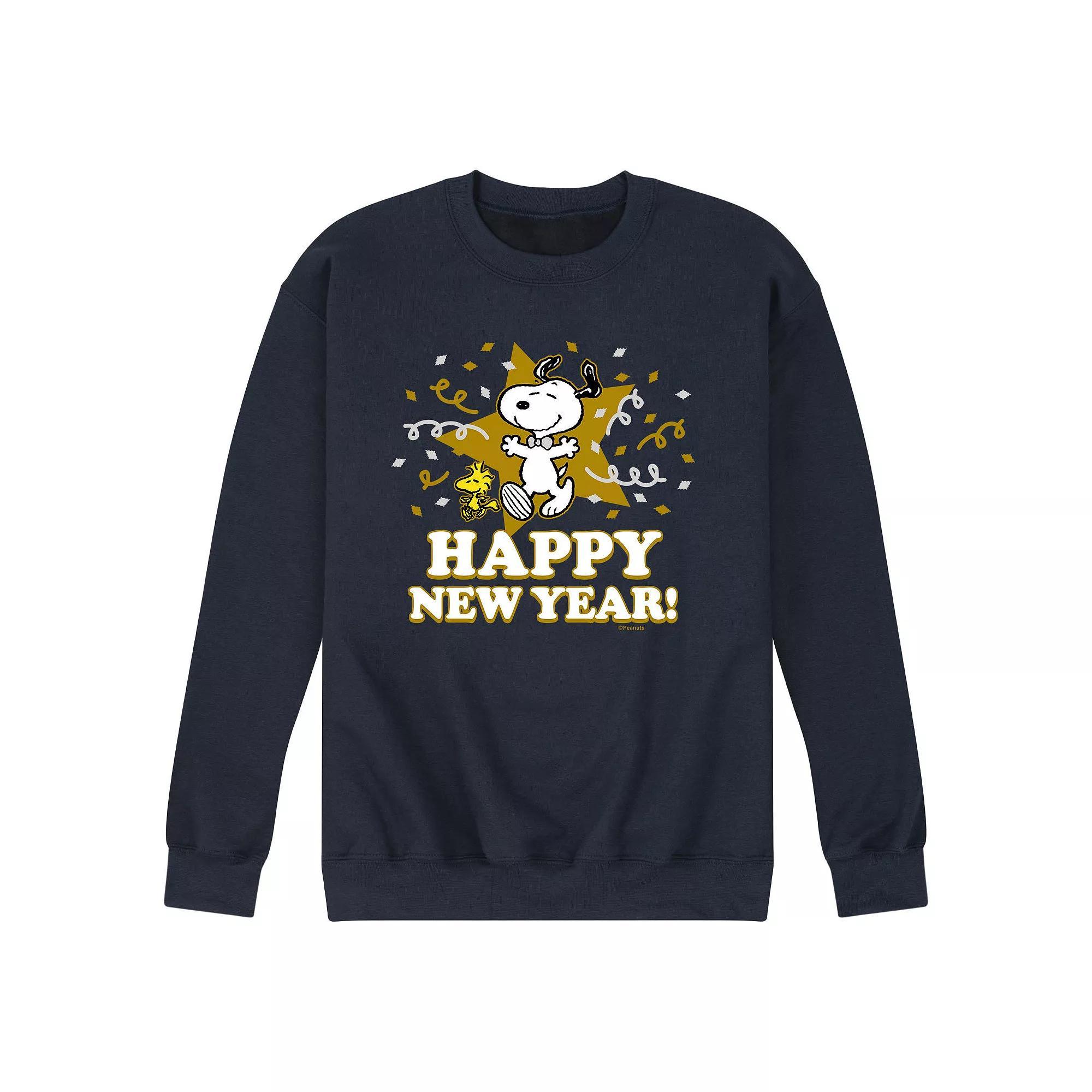 Men's Peanuts Happy New Year Sweatshirt, Size: XL, Blue Product Image