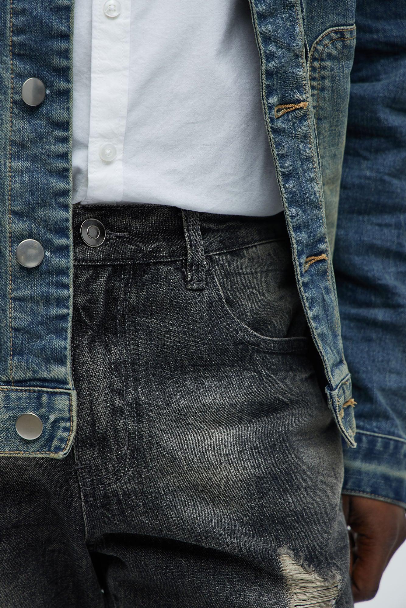 Back In The Valley Distressed Slim Jeans - Black Wash Product Image