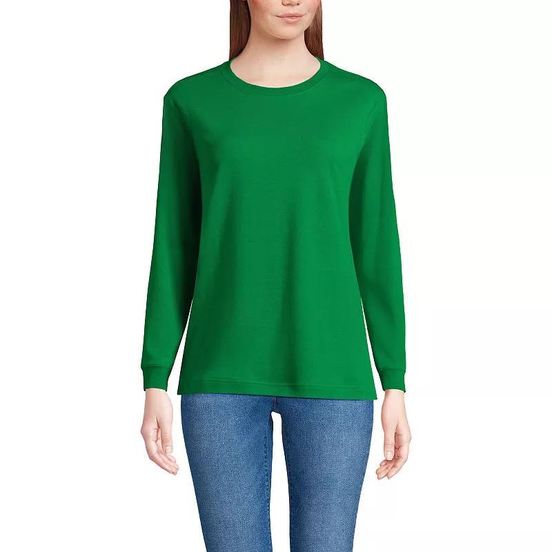Womens Lands End Relaxed Long Sleeve Crewneck Top Gray Grey Product Image