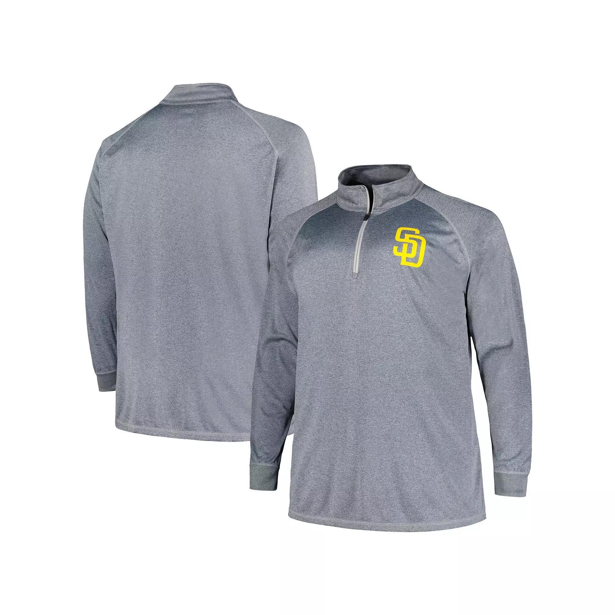 Men's Profile Gray San Diego Padres Big & Tall Raglan Quarter-Zip Top, Size: 5XB, Grey Product Image
