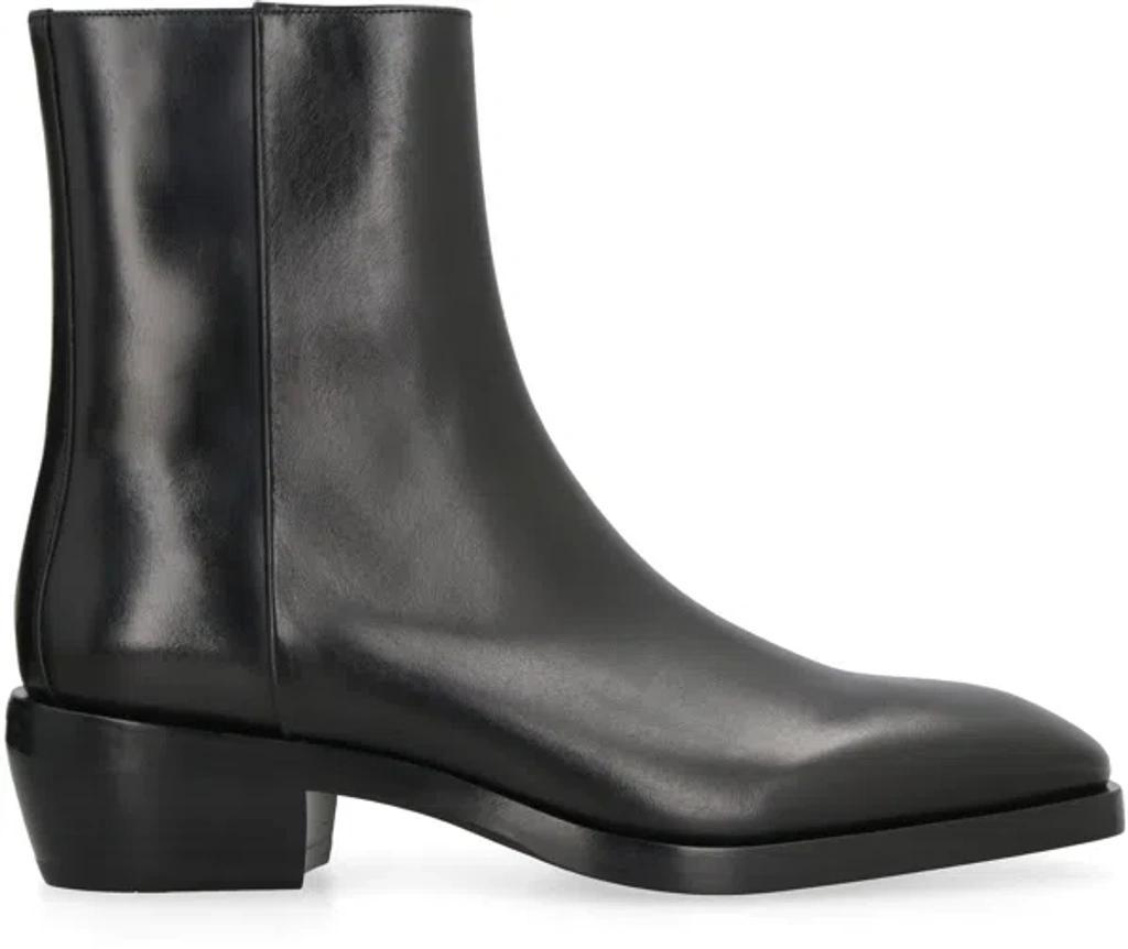 FERRAGAMO Black Leather Ankle Boots Product Image