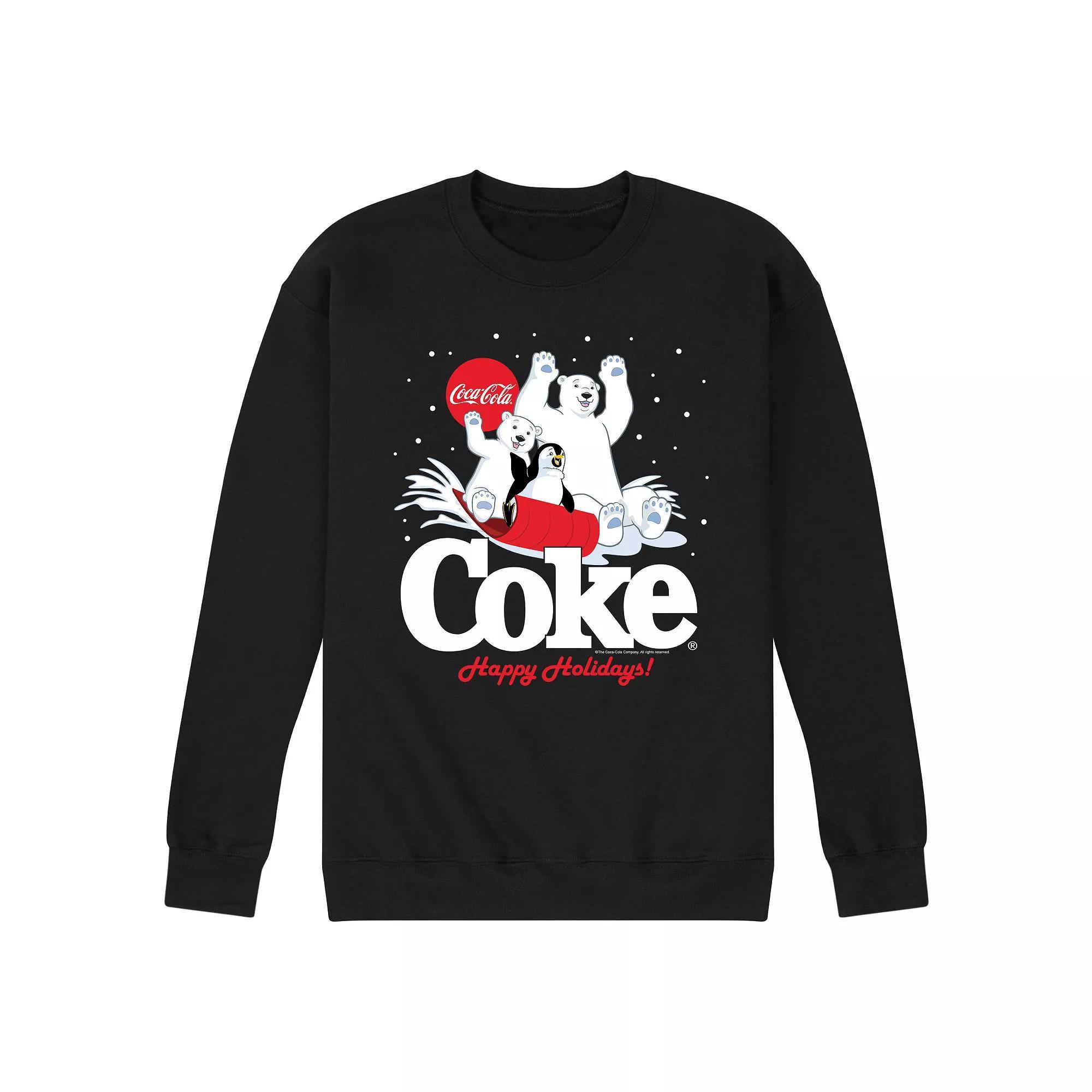 Men's CocaCola Happy Holidays Sledding Sweatshirt, Size: XXL, Black Product Image