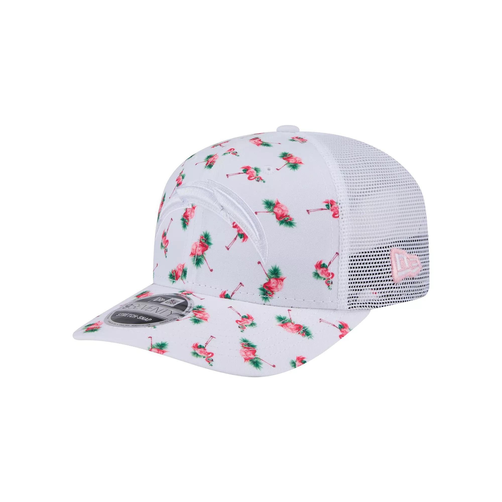 Men's New Era White Los Angeles Chargers Adventure Flamingo Pattern 9SEVENTY Stretch-Snap Hat Product Image