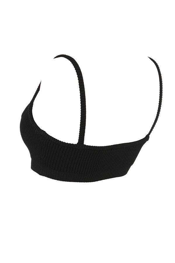 Mischa Black Ribbed Knit Bralette Product Image