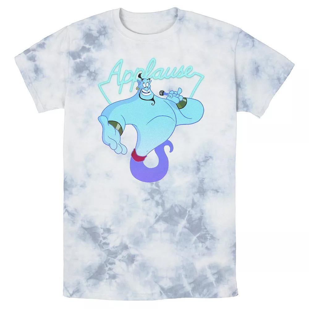 Men's Disney Aladdin Genie Applause Neon Sign Portrait Bomabrd Wash Tee, Size: XL, White Blue Product Image