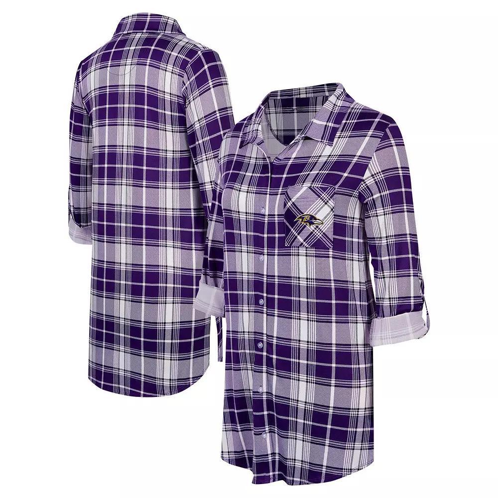Women's Concepts Sport Purple Baltimore Ravens Ashford Plaid Knit Nightshirt, Size: XL Product Image