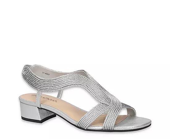 Easy Street Festival Block Heel Women's Woven Sandals, Size: 6 XW, White Woven Product Image