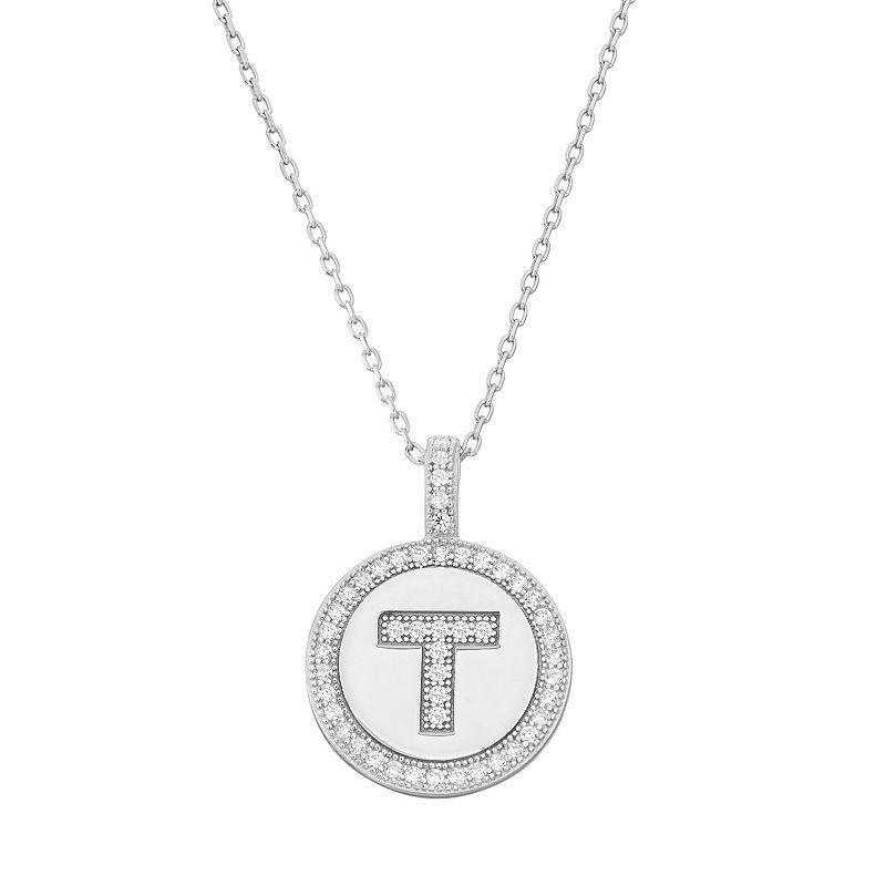 Sterling Silver Cubic Zirconia Initial Pendant Necklace, Women's, Size: 18" Product Image