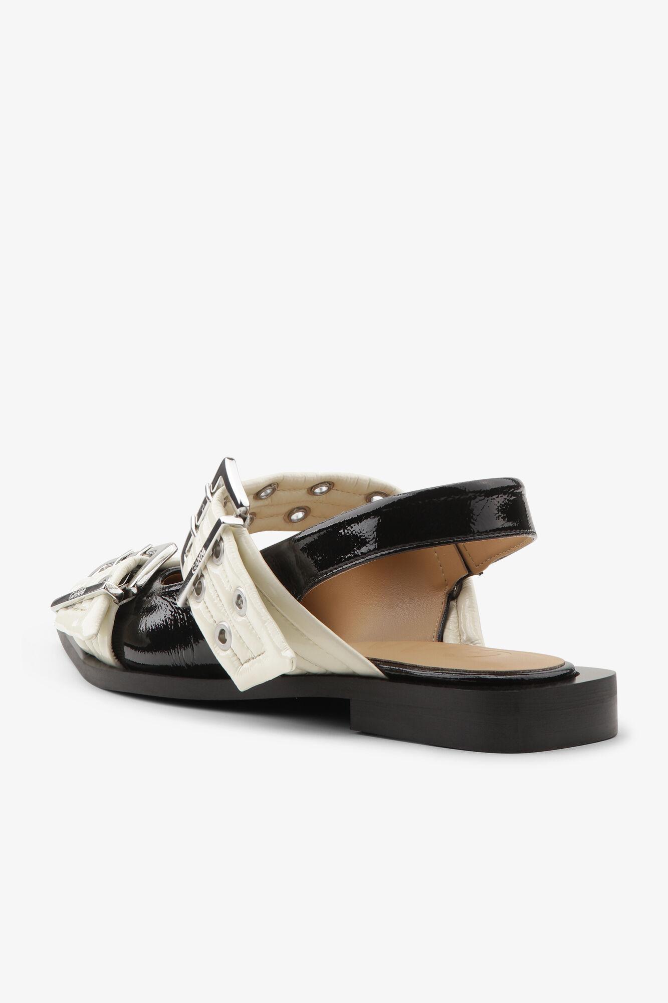 Black and Ivory Feminine Buckle Ballerinas Product Image