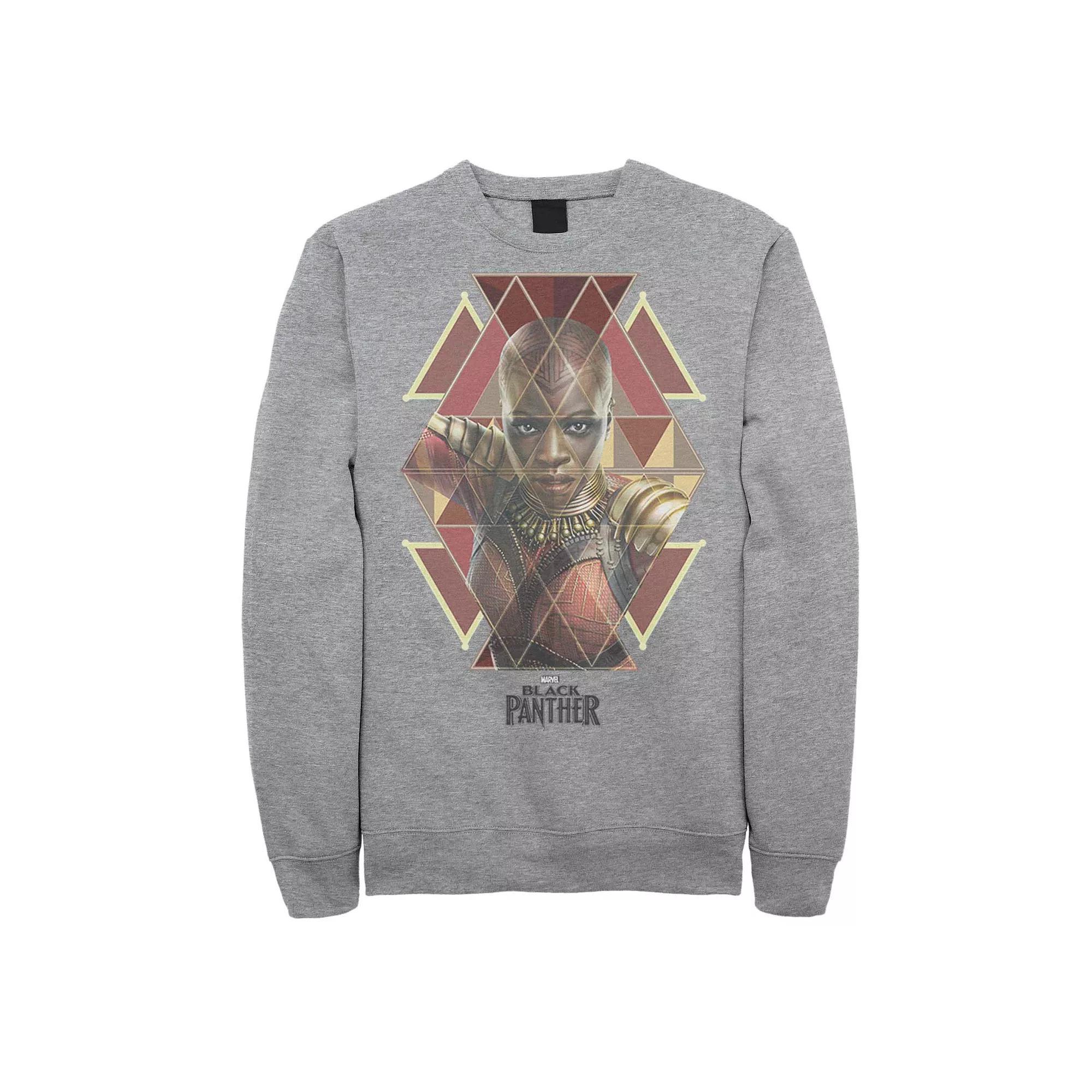 Men's Marvel Black Panther Geometric Sweatshirt, Size: Small, Athletic Grey Product Image