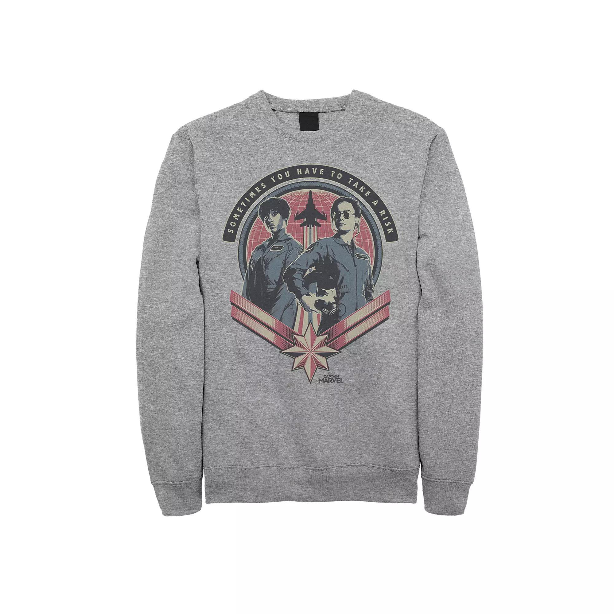 Mens Captain Marvel Fly Girls Sweatshirt Athletic Grey Product Image