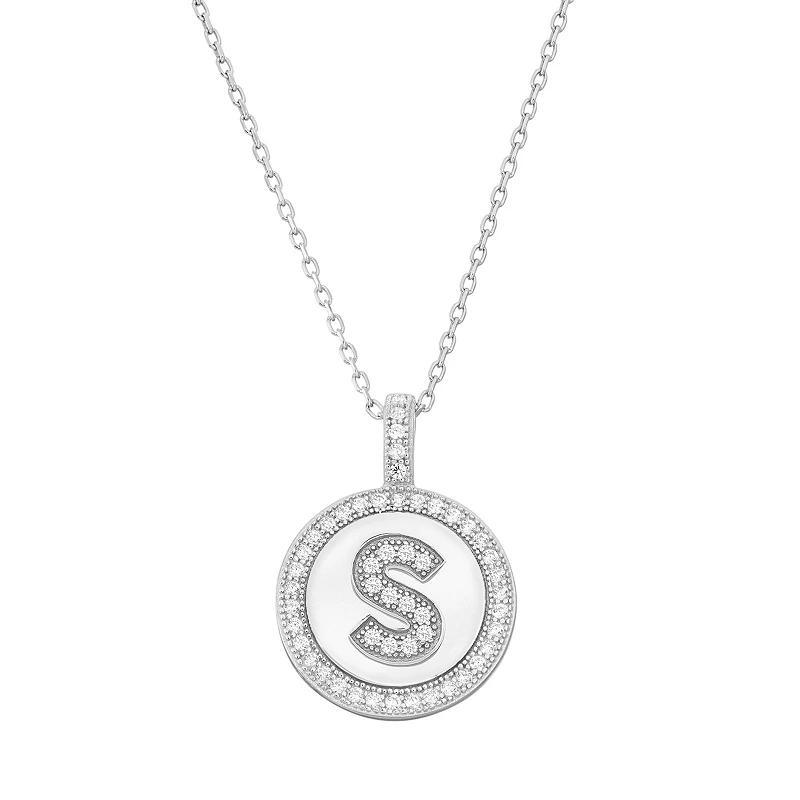 Sterling Silver Cubic Zirconia Initial Pendant Necklace, Women's, Size: 18" Product Image
