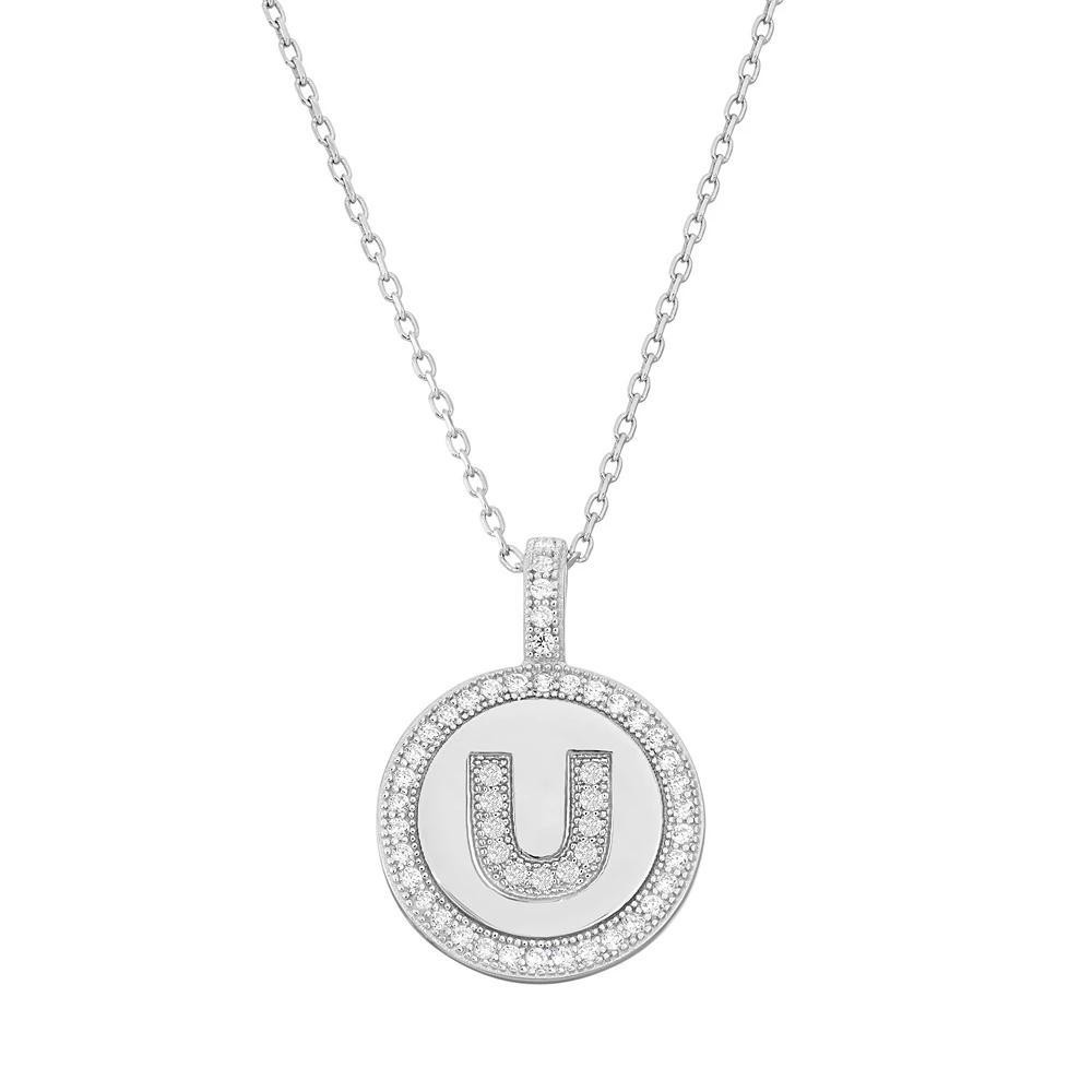 Sterling Silver Cubic Zirconia Initial Pendant Necklace, Women's, Size: 18" Product Image