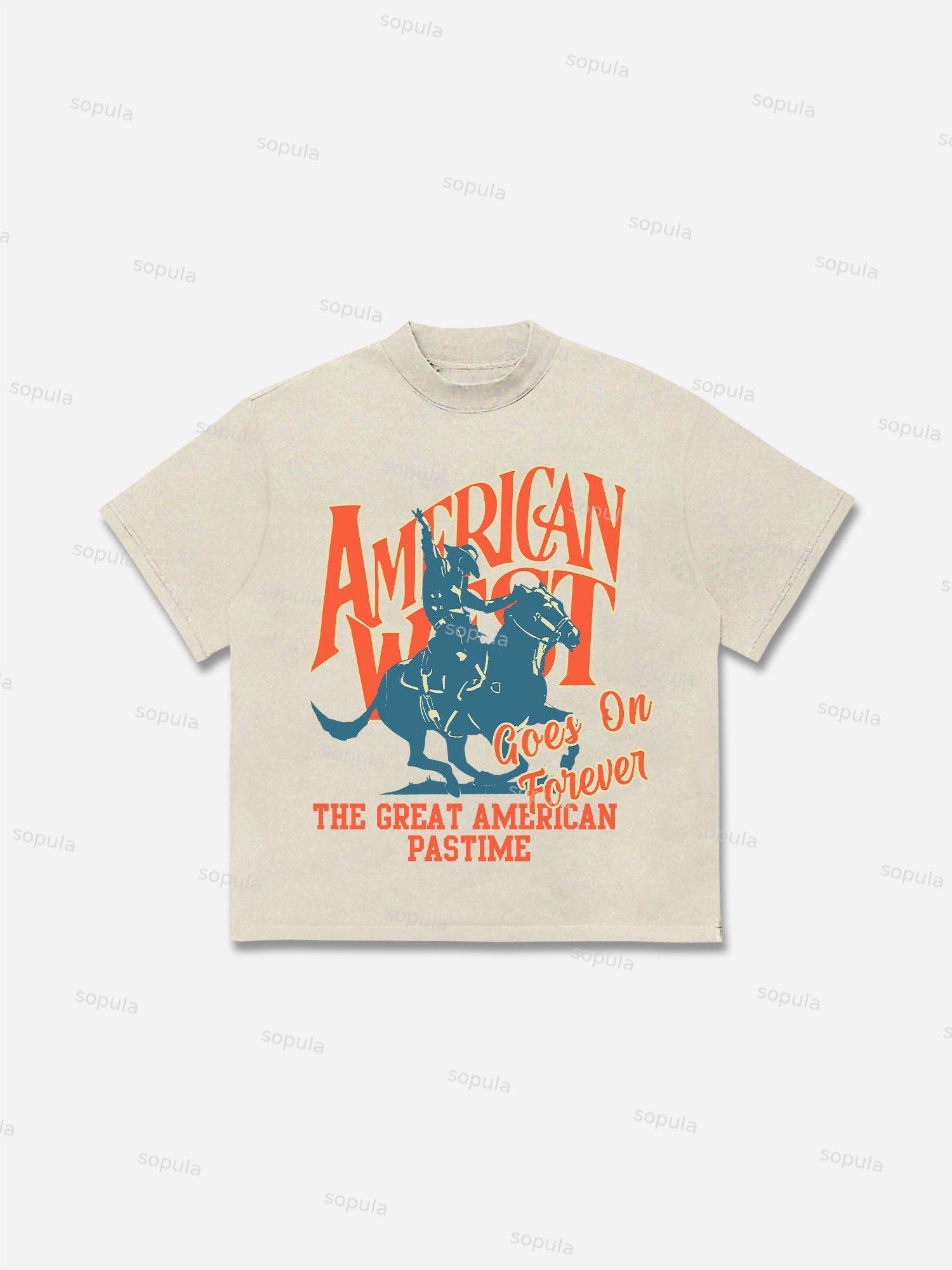 Vintage Western Cowboy Goes On Forever Graphic Cotton T-shirt Product Image