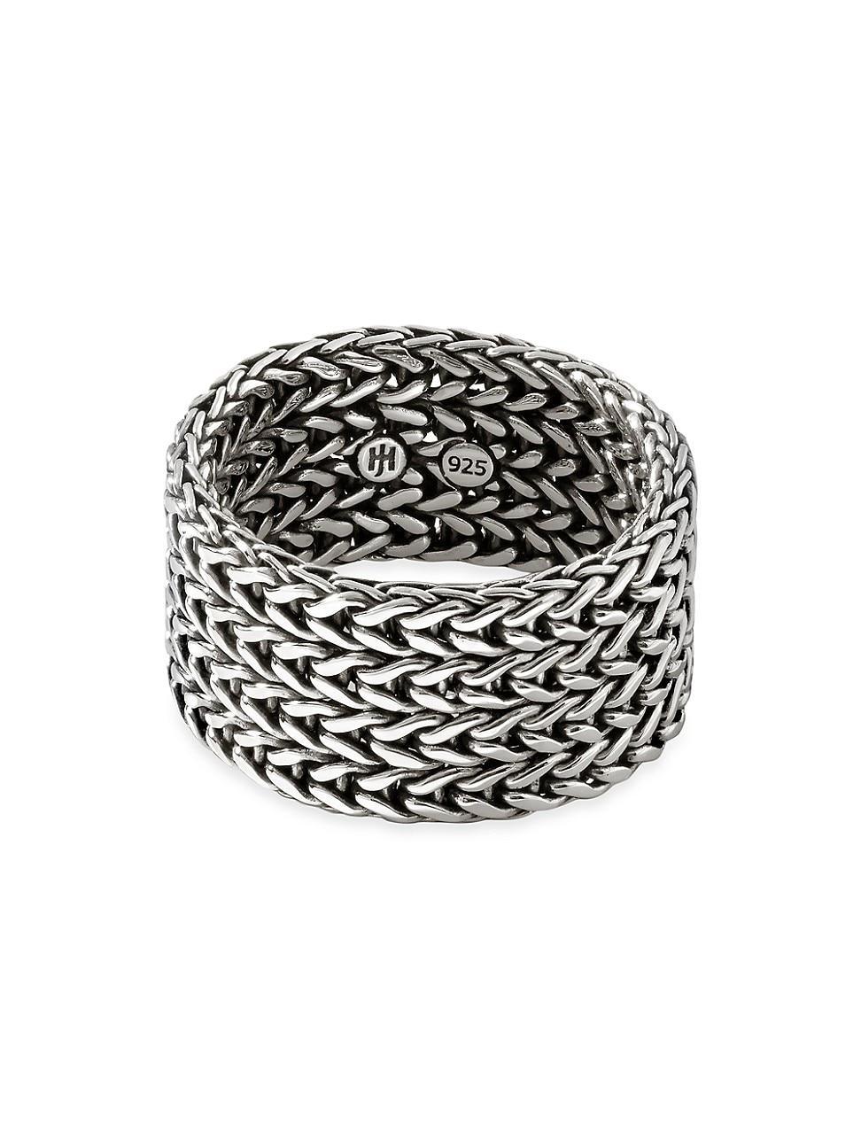 Mens Indonesia Rata Chain Sterling Silver Band Ring Product Image
