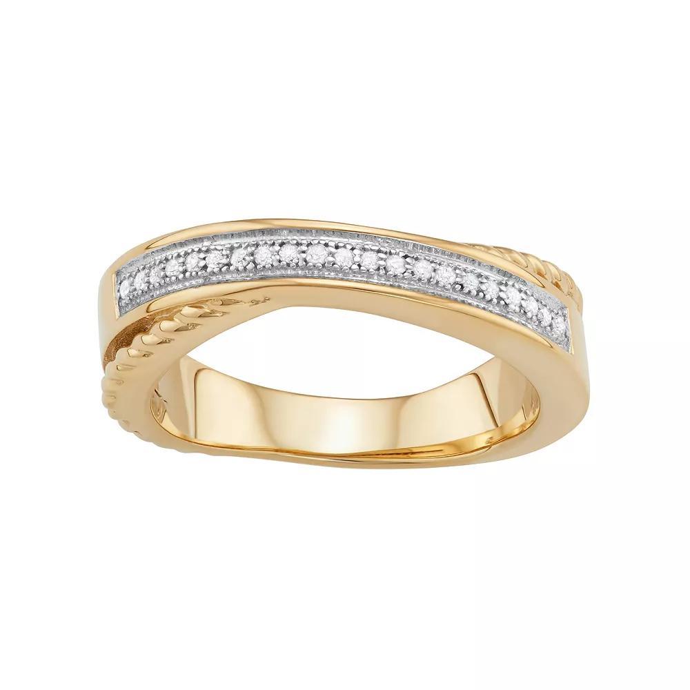 Jewelexcess Sterling Silver 1/10 Carat T.W. Diamond Crisscross Ring, Women's, Size: 8, Gold Tone Product Image