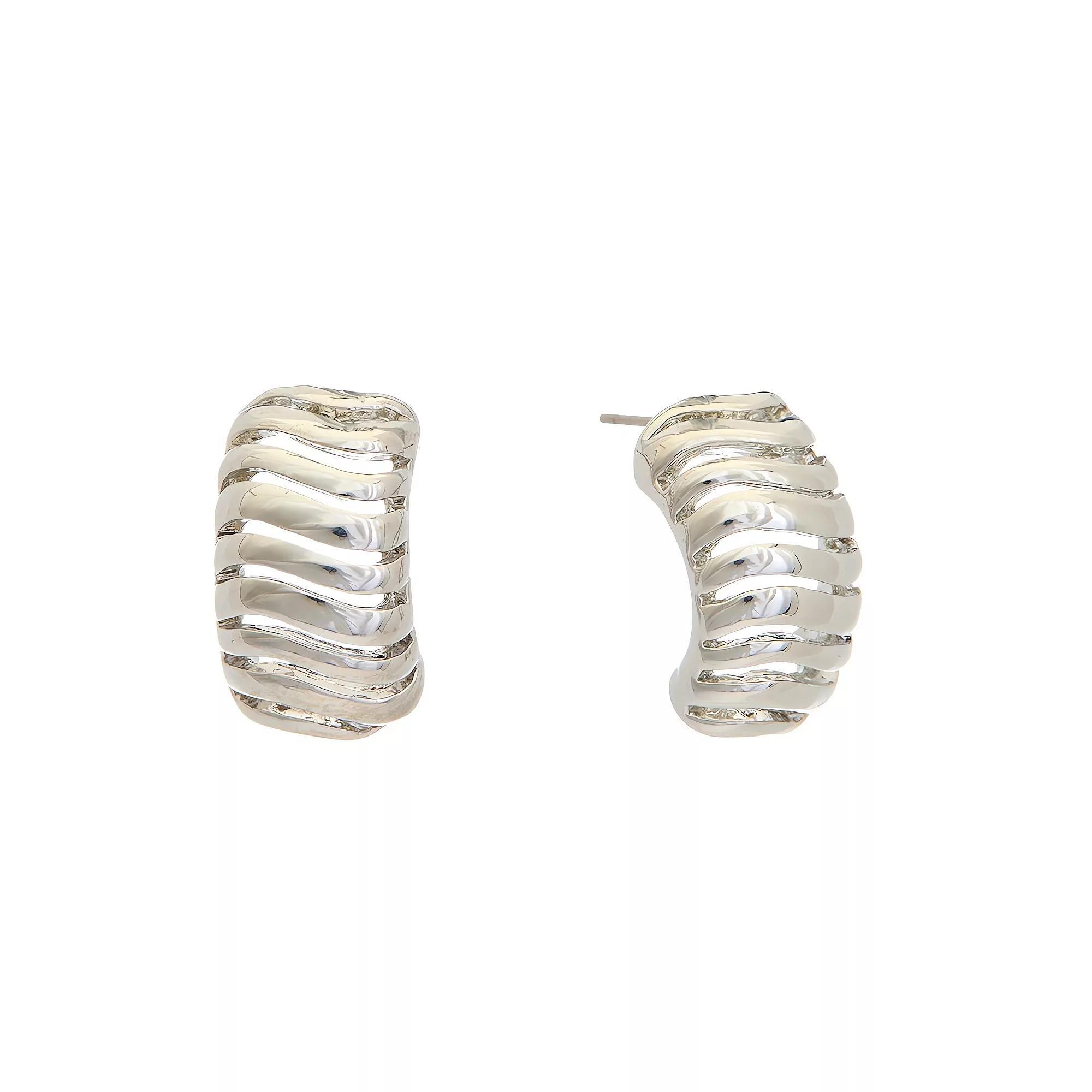 Juvell 18k White Gold Plated Wavy Drop Earrings, Women's, Silver Tone Product Image
